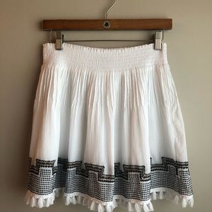 J Crew white cotton embroidered skirt